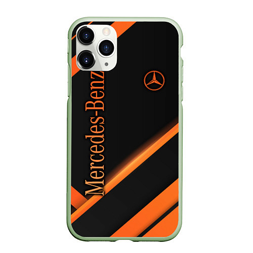 Чехол iPhone 11 Pro матовый Mercedes-Benz / 3D-Салатовый – фото 1