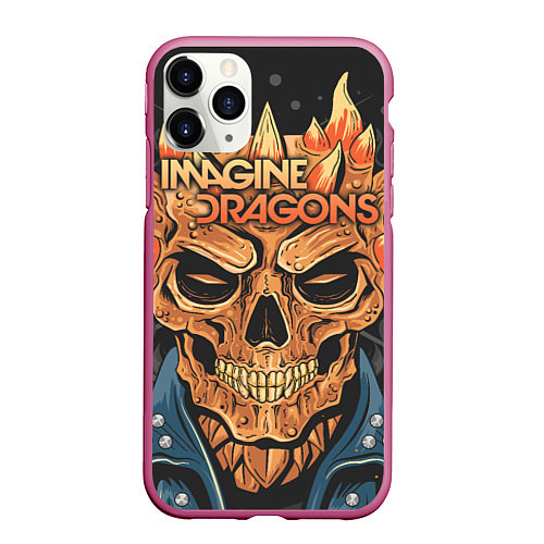 Чехол iPhone 11 Pro матовый Imagine Dragons / 3D-Малиновый – фото 1