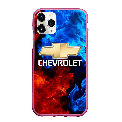 Чехол iPhone 11 Pro матовый CHEVROLET / 3D-Малиновый – фото 1