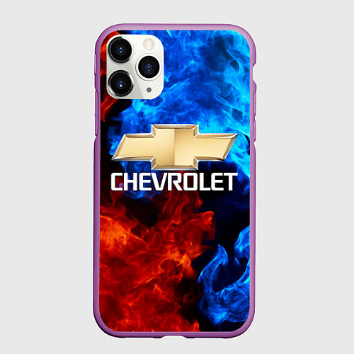 Чехол iPhone 11 Pro матовый CHEVROLET / 3D-Фиолетовый – фото 1