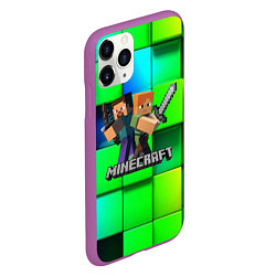 Чехол iPhone 11 Pro матовый MINECRAFT, цвет: 3D-фиолетовый — фото 2