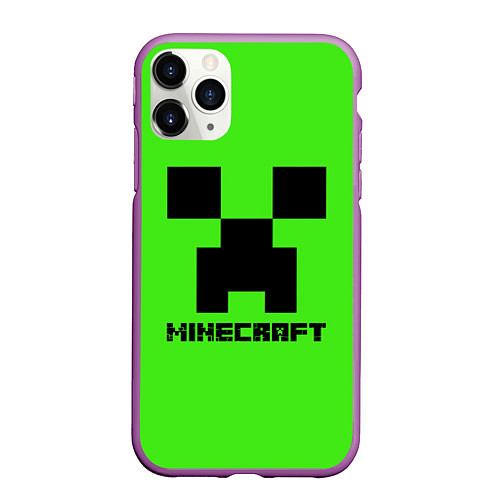 Чехол iPhone 11 Pro матовый MINECRAFT / 3D-Фиолетовый – фото 1