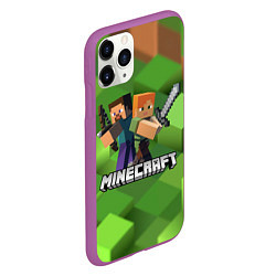 Чехол iPhone 11 Pro матовый MINECRAFT, цвет: 3D-фиолетовый — фото 2