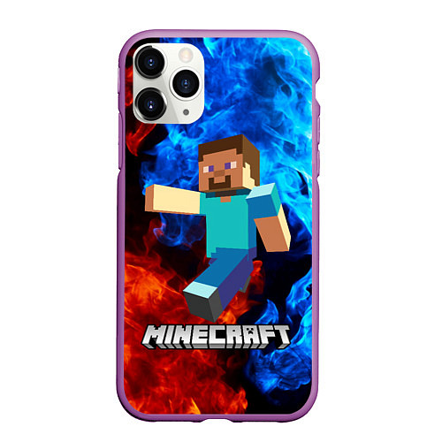 Чехол iPhone 11 Pro матовый MINECRAFT / 3D-Фиолетовый – фото 1