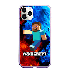 Чехол iPhone 11 Pro матовый MINECRAFT, цвет: 3D-светло-сиреневый