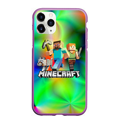 Чехол iPhone 11 Pro матовый MINECRAFT, цвет: 3D-фиолетовый