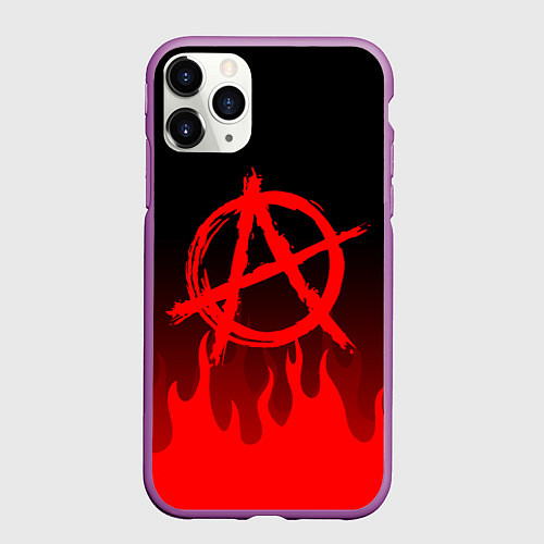 Чехол iPhone 11 Pro матовый АНАРХИЯ / 3D-Фиолетовый – фото 1