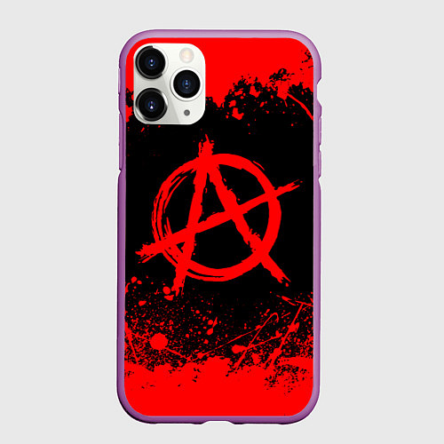 Чехол iPhone 11 Pro матовый АНАРХИЯ / 3D-Фиолетовый – фото 1
