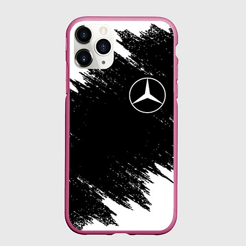 Чехол iPhone 11 Pro матовый MERCEDES / 3D-Малиновый – фото 1