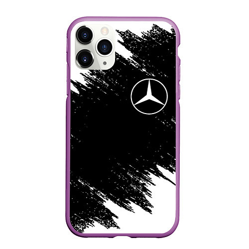 Чехол iPhone 11 Pro матовый MERCEDES / 3D-Фиолетовый – фото 1