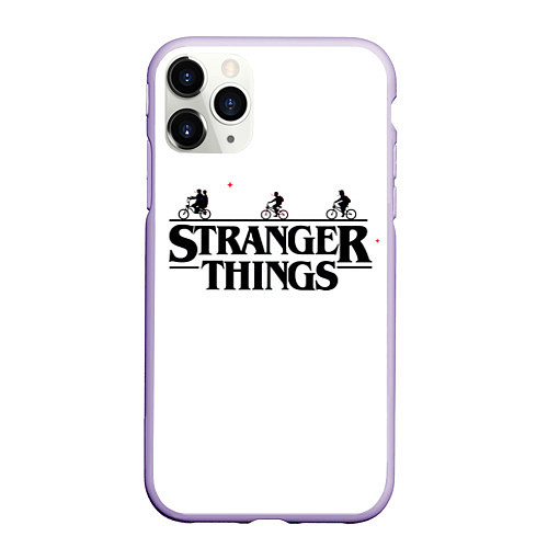 Чехол iPhone 11 Pro матовый STRANGER THINGS / 3D-Светло-сиреневый – фото 1