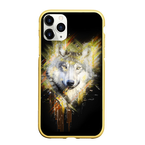 Чехол iPhone 11 Pro матовый Волчий тотем / 3D-Желтый – фото 1