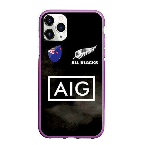 Чехол iPhone 11 Pro матовый ALL BLACKS / 3D-Фиолетовый – фото 1