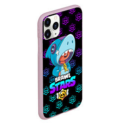 Чехол iPhone 11 Pro матовый Brawl stars leon shark, цвет: 3D-розовый — фото 2