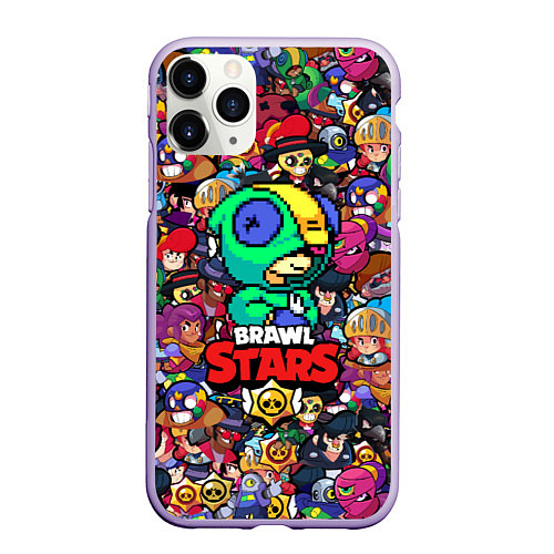 Чехол iPhone 11 Pro матовый BRAWL STARS:LEON 8 BIT / 3D-Светло-сиреневый – фото 1