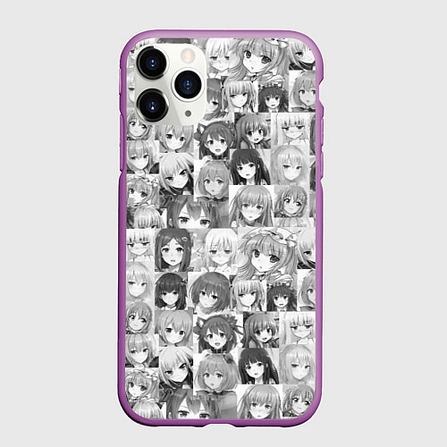 Чехол iPhone 11 Pro матовый Аниме девушки / 3D-Фиолетовый – фото 1
