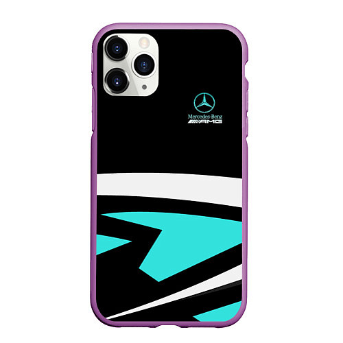 Чехол iPhone 11 Pro матовый Mercedes-AMG / 3D-Фиолетовый – фото 1