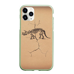 Чехол iPhone 11 Pro матовый Triceratops skeleton, цвет: 3D-салатовый