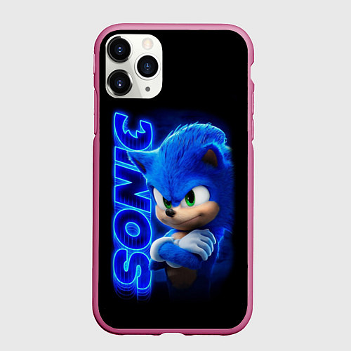Чехол iPhone 11 Pro матовый SONIC / 3D-Малиновый – фото 1