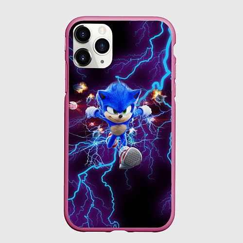 Чехол iPhone 11 Pro матовый SONIC / 3D-Малиновый – фото 1