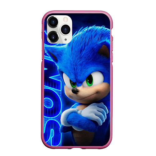 Чехол iPhone 11 Pro матовый SONIC / 3D-Малиновый – фото 1