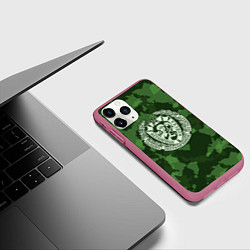 Чехол iPhone 11 Pro матовый Пограничные Войска, цвет: 3D-малиновый — фото 2