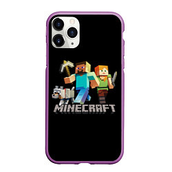 Чехол iPhone 11 Pro матовый MINECRAFT, цвет: 3D-фиолетовый