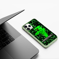 Чехол iPhone 11 Pro матовый MINECRAFT CREEPER, цвет: 3D-салатовый — фото 2