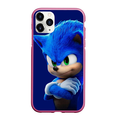 Чехол iPhone 11 Pro матовый SONIC / 3D-Малиновый – фото 1