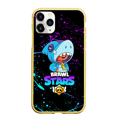 Чехол iPhone 11 Pro матовый BRAWL STARS LEON SHARK / 3D-Желтый – фото 1