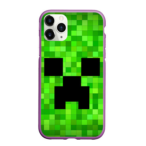 Чехол iPhone 11 Pro матовый MINECRAFT / 3D-Фиолетовый – фото 1