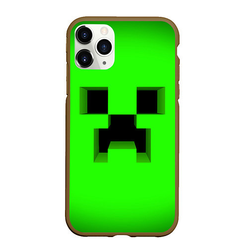 Чехол iPhone 11 Pro матовый MINECRAFT / 3D-Коричневый – фото 1