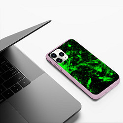 Чехол iPhone 11 Pro матовый Зелёная краска, цвет: 3D-розовый — фото 2