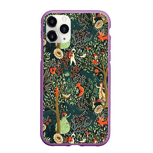 Чехол iPhone 11 Pro матовый Abstraction Pattern / 3D-Фиолетовый – фото 1