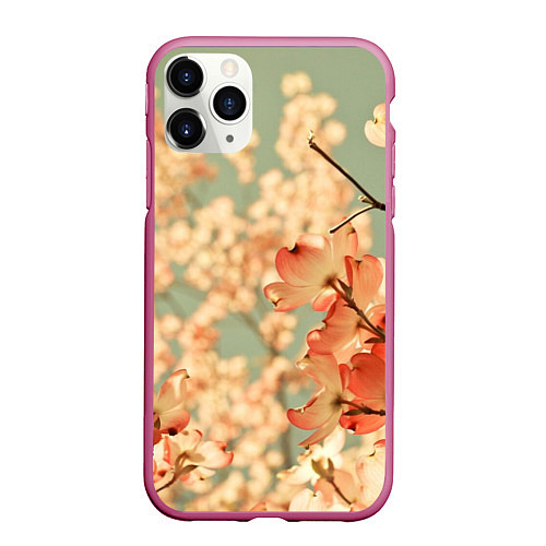 Чехол iPhone 11 Pro матовый Flowers / 3D-Малиновый – фото 1