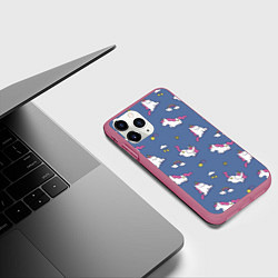 Чехол iPhone 11 Pro матовый Сон единорога, цвет: 3D-малиновый — фото 2