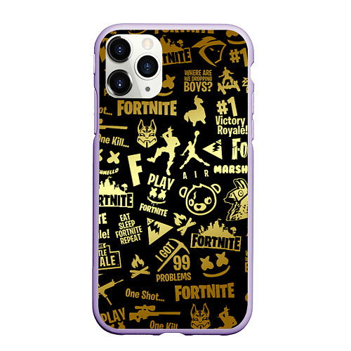 Чехол iPhone 11 Pro матовый FORTNITE / 3D-Светло-сиреневый – фото 1