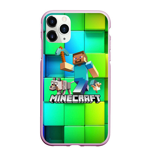 Чехол iPhone 11 Pro матовый MINECRAFT / 3D-Розовый – фото 1