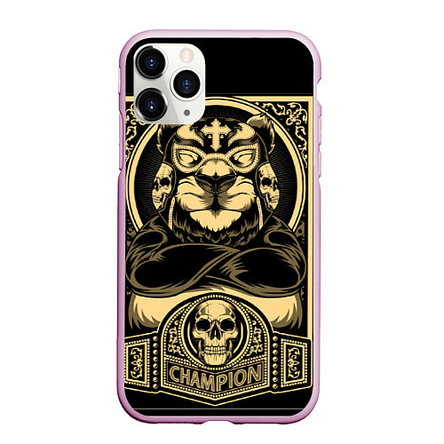 Чехол iPhone 11 Pro матовый Lucha libre panda / 3D-Розовый – фото 1