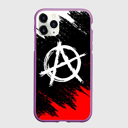 Чехол iPhone 11 Pro матовый АНАРХИЯ / 3D-Фиолетовый – фото 1