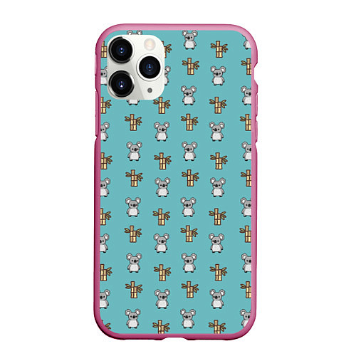 Чехол iPhone 11 Pro матовый Koala bambuk / 3D-Малиновый – фото 1