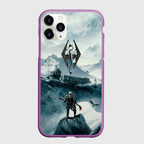 Чехол iPhone 11 Pro матовый Skyrim Warrior / 3D-Фиолетовый – фото 1