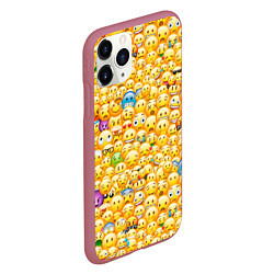 Чехол iPhone 11 Pro матовый Смайлики Emoji, цвет: 3D-малиновый — фото 2