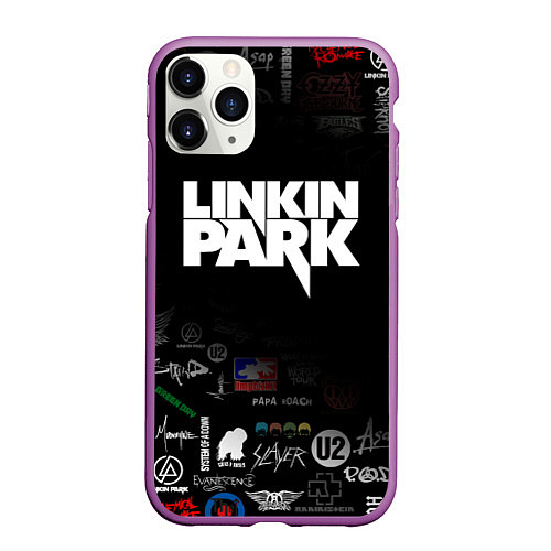 Чехол iPhone 11 Pro матовый LINKIN PARK / 3D-Фиолетовый – фото 1