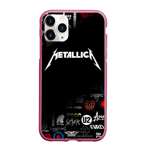 Чехол iPhone 11 Pro матовый Metallica / 3D-Малиновый – фото 1