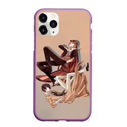 Чехол iPhone 11 Pro матовый Дазай и Чуя, цвет: 3D-фиолетовый