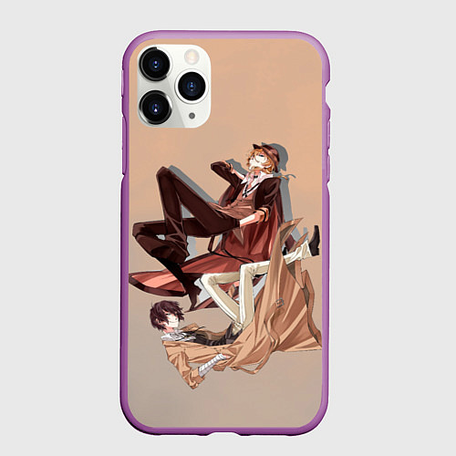 Чехол iPhone 11 Pro матовый Дазай и Чуя / 3D-Фиолетовый – фото 1