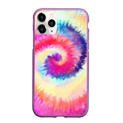 Чехол iPhone 11 Pro матовый Tie Dye vortex, цвет: 3D-фиолетовый
