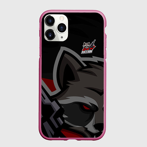 Чехол iPhone 11 Pro матовый Форма Bad Raccoon / 3D-Малиновый – фото 1
