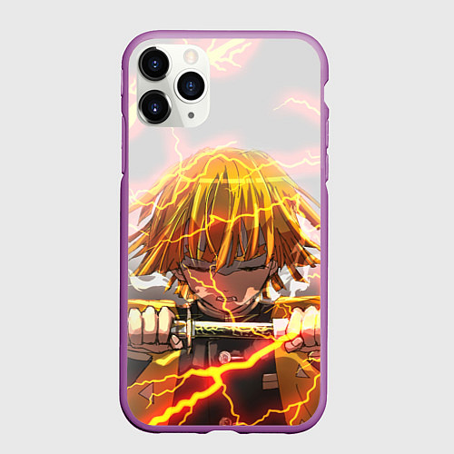 Чехол iPhone 11 Pro матовый KIMETSU NO YAIBA / 3D-Фиолетовый – фото 1